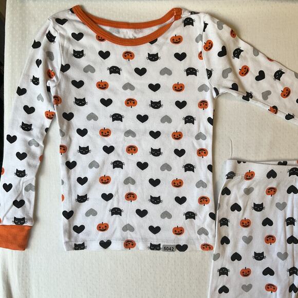 Celebrate! Sleepwear Boy 6 White Graphic Print Pumpkin Cat Pajama Pants Contrast - Picture 2 of 6